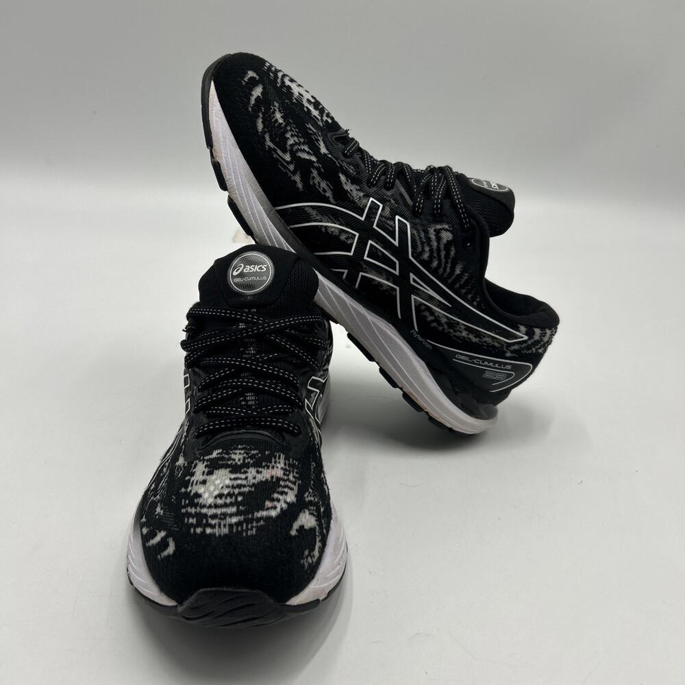 Asics Womens Gel Cumulus 23 1012A888 Black White Running Shoes Sneakers Size 9.5